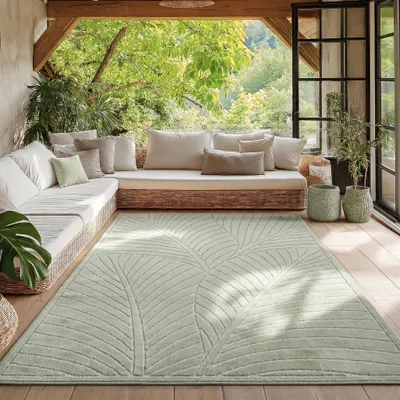 Produktbild von Homebyhome Outdoor Teppich, Modern Boho Design, 3D Effekt, Robust und UV-Beständig, ideal für Terrasse Wohnzimmer & Küche, Grösse: 160x230 cm