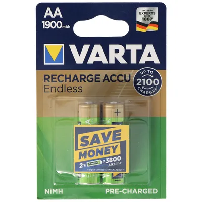 Produktbild von Varta 56676 101 402, Wiederaufladbarer Akku, AA, Nickel-Metallhydrid (NiMH), 1,2 V, 2 Stück(e), 1900 mAh