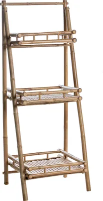 Produktbild von BELIANI Badregal Naturfarben Bambusholz 145 cm Hoch 3 Fächer Klappbar Rustikaler Skandinavischer Stil für Badezimmer Badezimmerregal Stauraum