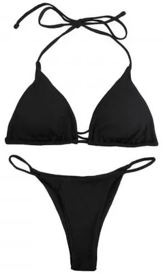 Immagine prodotto di Set bikini da donna, costume da bagno a due pezzi, modello triangolo con spalline e slip a string