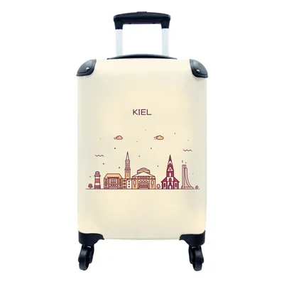 Produktbild von MuchoWow® Koffer Handgepäck Trolley Rollkoffer Kleine Reisekoffer mit 4 Rollen - Kiel - Deutschland - Skyline - Cabin Size < 55x40x23 cm & 55x40x20 cm - Fotokoffer - Kabinenkoffer - Boardgepäck - Reise-Box - Reisekoffer - Reisegepäck - Koffer mit Bild - Trolley für Kinder