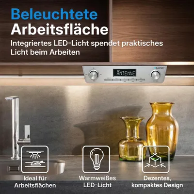 Produktbild von Blaupunkt Küchenradio mit DAB+, Silber, LED-Display, Unterbaulicht, AMS, UKW