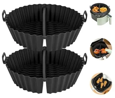 Zdjęcie produktu dla Forma silikonowa do airfryer okrągła 20 cm zestaw 2 sztuki akcesoria