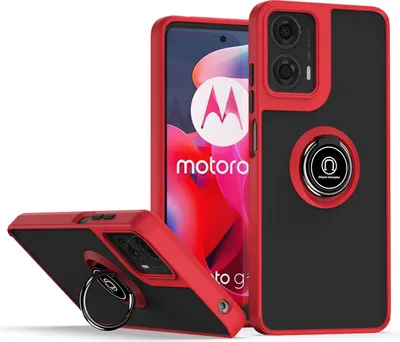 Obrázek produktu pro Pouzdro pro Motorola Moto G24 / G04 matné průsvitné TPU pouzdro s prstencovým držákem a stojánkem Červený