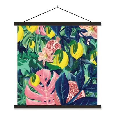 Produktbild von MuchoWow® Textilposter Blumen - Früchte - Farben 40x40 cm mit schwarzem Rahmen - Fotos