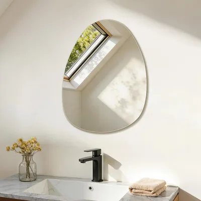 Produktbild von S'AFIELINA Wandspiegel asymmetrisch 60×45 cm ohne Rahmen Deckospiegel Badspiegel für Wohnzimmer, Badezimmer und Schlafzimmer