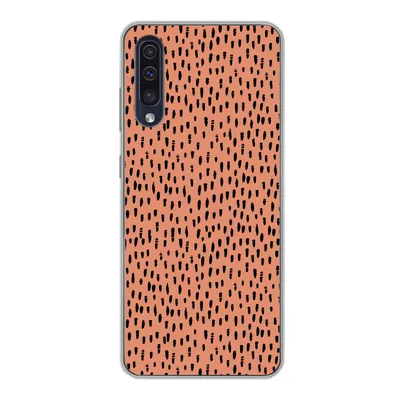 Produktbild von MuchoWow® Handyhülle Schutzhülle Hülle für Samsung Galaxy A30s Polka dots - Schwarz - Orange Silikon Softcase Handy Hülle - Karteninhaber