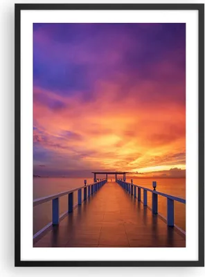 Produktbild von Gerahmtes Poster - Schwarzer Rahmen - Himmel die Farben Pier - 50x70 cm - Wand Bild - Wanddeko - Wandbilder - Kunstposter - Wandposter - Bilderrahmen - Bilder - Kunstdruck - Wandbild - P2BPA50x70-4202
