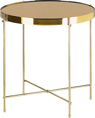 Obrázek produktu pro BELIANI Odkládací stolek ze zlata a zlatohnědého skla kovový kulatý ø 40 cm klasický elegantní multifunkční obývací pokoj
