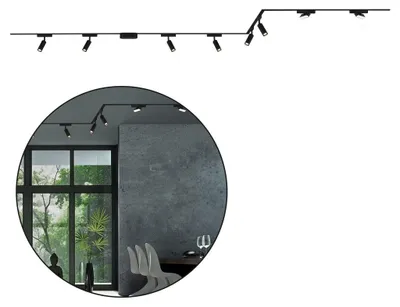 Produktbild von Briloner Luxtrail Schienensystem, Komplettset, 4x LED Spots, 2x LED Tracklight, Schwenkbar, U-Form / Z-Form, Schwarz, 4 m