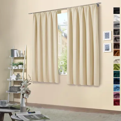 Produktbild von heimtexland ® 2 Stück Thermo Verdunkelungsvorhänge Sonnenschutz Kälteisolierung Verdunkelungsgardinen Kräuselband Vorhang Typ139 Creme HxB 175 x 135 cm
