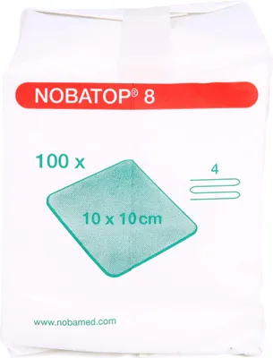 Produktbild von NOBA Nobatop 8 unsterile Vliesstoffkompressen 4- lagig 100 Stück 10 x 10 cm