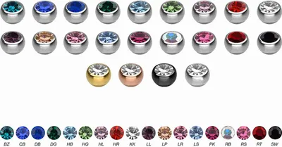 Produktbild von Titan Schraubkugel KRISTALL Silber | Kristall: Rosa Gewinde: 1,6mm | Kugelgröße: 6mm