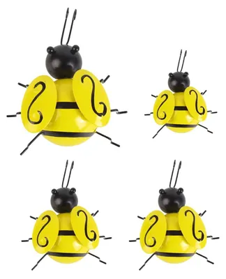 Image de Inovra - Ensemble de 4 ornements de jardin en fer forgé, représentant des abeilles