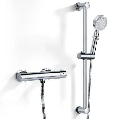 Produktbild von Thermostatische Duscharmatur - Wandmontage - Verstellbare Duschstange - 5 Modi Duschkopf