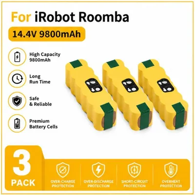 Zdjęcie produktu dla Akumulator do iRobot Roomba - litowo-jonowy 18650 - 14,4 V, 9800 mAh - akumulator zamienny do serii 500, 600, 700, 800, 900 - zestaw 3 sztuk
