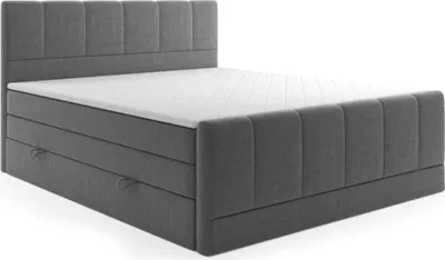 Produktbild von Boxspringbett LONDON mit Bettkasten 180 x 200 cm Webstoff Anthrazit Bett Bettkasten Taschenfederkern