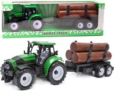Zdjęcie produktu dla Traktor z przyczepą zestaw rolniczy zielony