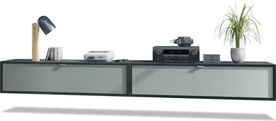 Produktbild von Vladon 2er-Set TV Board Lana 120,  Germany, Lowboards je 120 x 29 x 37 cm mit viel Stauraum, Korpus in Schwarz matt, Fronten in Graphit seidenmatt | Große Farbauswahl