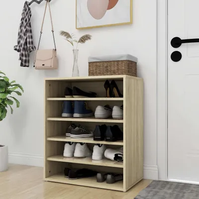 Obrázek produktu pro vidaXL Botník Sonoma dub 60x35x70 cm odvozený výrobek ze dřeva