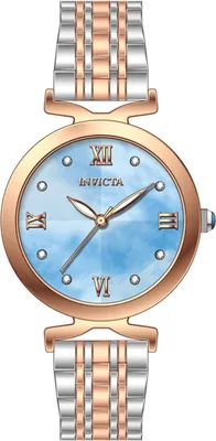 Produktbild von Invicta Wildflower 69315 Damenarmbanduhr - Quarzwerk - Edelstahl mit blauem Zifferblatt - 34 mm