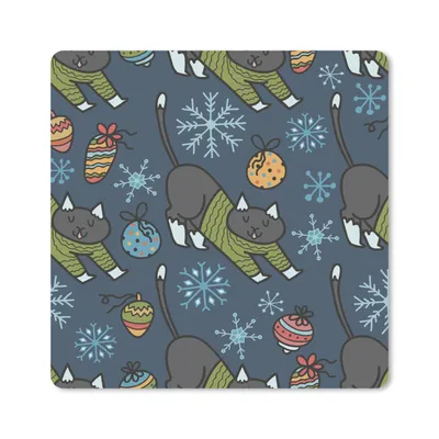 Produktbild von MuchoWow® Mauspad Mousepad Katzen - Schnee - Weihnachtskugel - Muster 20x20 cm - Mousepads - Maus Mat - Pad - Mausunterlage - Desk Mat - Bureauartikeln