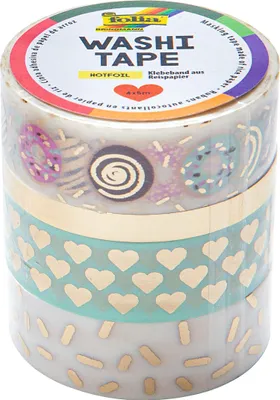 Obrázok produktu pre folia 26431 folia dekoračná lepiaca páska Washi-Tape Hotfoil Gold II, sada 4 ks