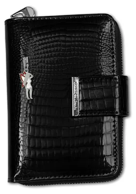 Produktbild von Jennifer Jones RFID Blocker echtes Leder Croco Optik Damen Frauen Brieftasche schwarz 9x3x12cm inkl. Feeanhänger D2OPJ711S