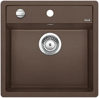 Produktbild von BLANCO DALAGO 5-F, SILGRANIT, cafe, mit Ablauffernbedienung, keine Beckenlage, 500 mm Untermaß, Aufsatzwanne, Quadratisch, Silgranit, Braun, 1 Becken, Coffee