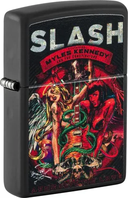 Produktbild von Zippo Taschenfeuerzeug Slash Design matt Schwarz windfest nachfüllbar aus Metall