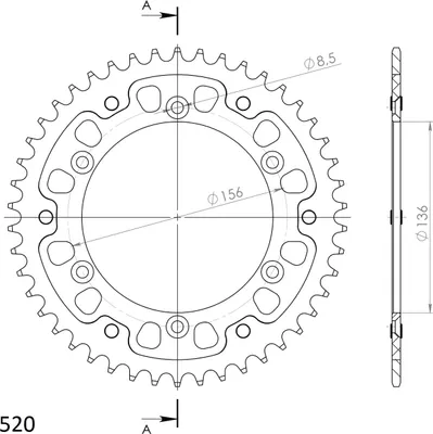Produktbild von Stealth-Kettenrad Supersprox 520 - 46Z (gold) RST-1512:46-GLD|ID 136,0 LK 156,0 6-Loch