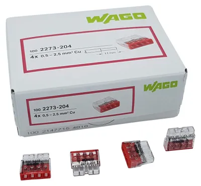Insteekklemmen 4x 0,5-2,5 mm², 100 Stück, rot, 450 V, 24 A