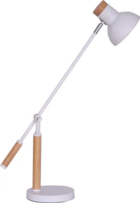 Produktbild von SalesFever Schreibtischlampe verstellbar | 1 flammig | Metall mit Holz | B 18 x T 76 x H 34 cm | weiß mit Holzdekor