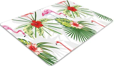 Obrázok produktu pre Podlahová ochranná podložka - Ochranná podložka pod stoličku - Podlahová podložka - 100x70 cm - Plameniaky a kvety