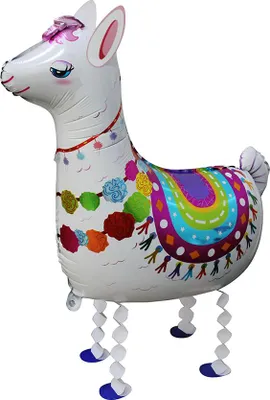 Zdjęcie produktu dla Balon foliowy Lama chodząca, 67x75 cm, biała