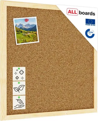 Immagine prodotto di Bacheca in sughero 40x40 cm cornice in legno NATURALE