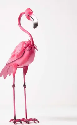 Produktbild von HOMESCAPES Gartenfigur Deko Flamingo mit Hakenhals, 35 cm hoch