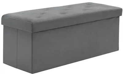 Samt-Zitbank mit Stauraum 110x40x40 cm faltbar grau
