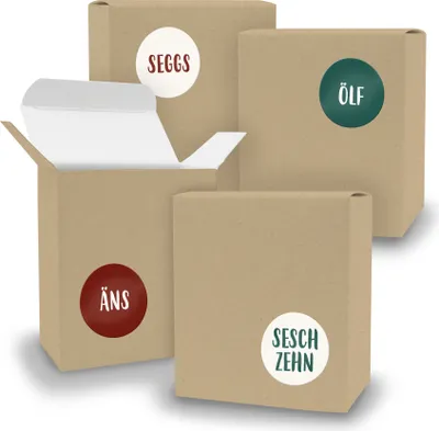 Produktbild von Adventskalender zum Füllen 24x Quader BRAUN + Sticker V08 Z27