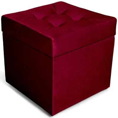 Obrázok produktu pre MG Design, červený taburet s úložným priestorom, 45x45 cm - objem úložného priestoru 50 litrov, nosnosť do 300 kg, pripravený na okamžité použitie, ľahko udržiavateľný, vhodný do obývačky a predsiene