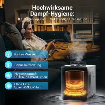 Obrázok produktu pre Zvlhčovač vzduchu s horúcou parou - Zvlhčovač s parou - Zvlhčovač s teplou parou - Odparovač - Zvlhčovač