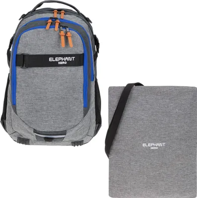Produktbild von Rucksack 2 Teile Set Elephant Hero Signature Schulrucksack Schultasche mit Turnbeutel 12723 rt Two Tone Grey-Blue