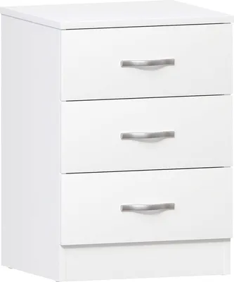 Produktbild von Moderne weiße Kommode mit 3 Schubladen und Metallgriffen