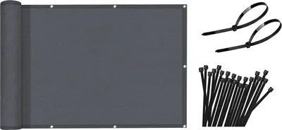 Obrázek produktu pro Balkonová zástěna, zahradní balkonová zástěna, 0,9 x 5 m, HDPE 185 g/m², odolná proti větru a UV záření, s otvory a stahovacími páskami v antracitové barvě