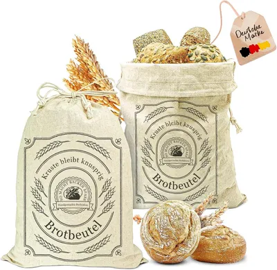 Immagine prodotto di Sacchetti in lino, set da 2, 30 x 40 cm, per la conservazione del pane