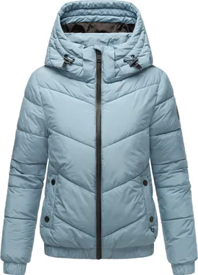Produktbild von Marikoo Damen Winterjacke Steppjacke Recycelt Vegan Übergangsjacke gesteppt mit hohem Kragen und Abnehmbare Kapuze Nayanaa XVI Powder Blue Gr: 34 - XS