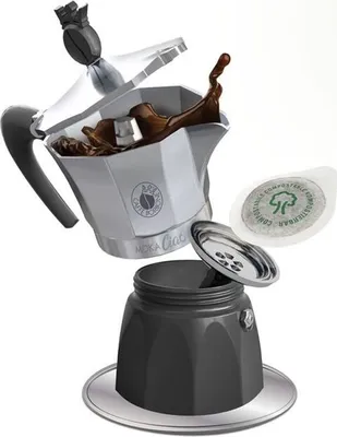 Produktbild von Caffe'' Borbone Mokaciao - Moka-Pod-Kaffeemaschine 44Mm mit Induktionstablett - bis zu 3 Kaffees mit einem Pod - 15 kostenlose Pods