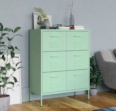 Produktbild von "2026 Promotion" Mehrzweckschrank, Flurschrank Schubladenschrank Minzgrün 80x35x101,5 cm Stahl - Kommoden CC19603
