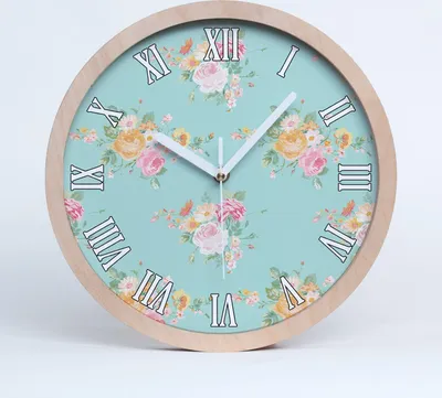 Produktbild von Holzuhr 25fi cm wanduhr - weiße Spitzen - Blumenmuster