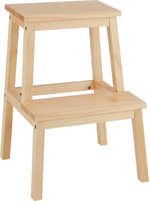 Produktbild von ACAZA Tritthocker aus Holz mit 2 Ebenen für Küche oder Keller - Braun